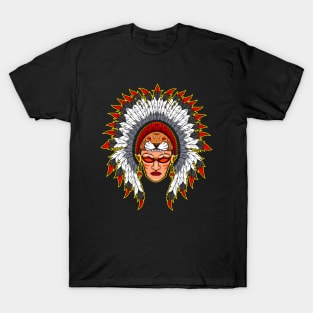 Tribal Chief Head Mascot T-Shirt